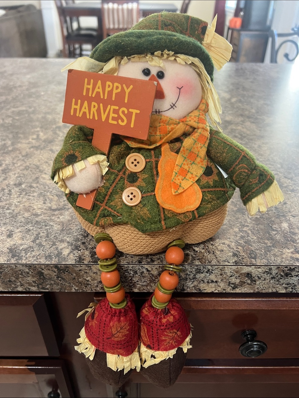 Happy Harvest Fall Scarecrow Plush – Green & Orange